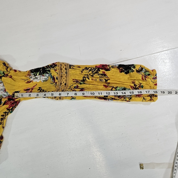 Anthropologie R. Vivimos yellow floral long sleeve blouse women's size large - Picture 5 of 8